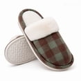 thumbnail image 1 of Knivor Plaid Scuff Slippers for Women Fuzzy Cuff Plush Lined House Slippers Non‑Slip Warm Indoor‑Outdoor Winter Home Shoes for Gift, 1 of 8