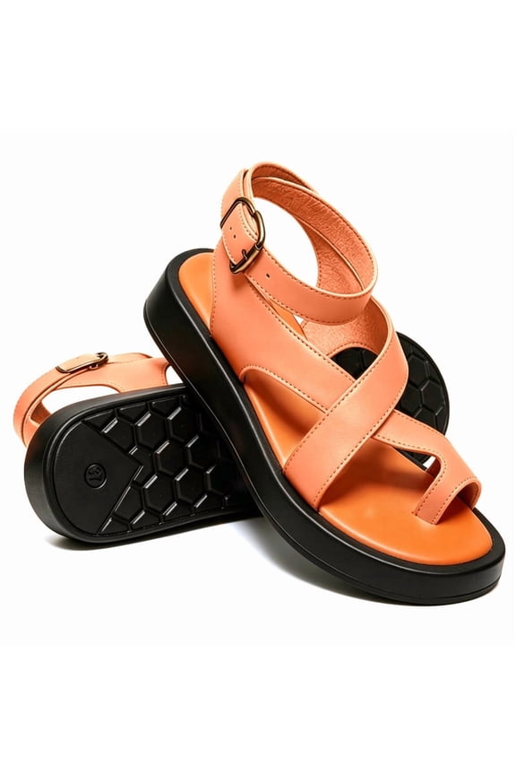 Platform Toe Loop Sandals for Women Comfortable Open Toe Adjustable Strap Summer Sandals Thick Non Slip Sole Vacation Shoes