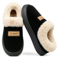 thumbnail image 1 of Knivor Unisex Corduroy House Slippers for Women Men Fuzzy Cuff Fleece Lined Closed Heel Platform Non Slip Warm Indoor Light‑Outdoor House Slippers, 1 of 9