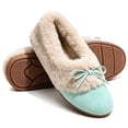 thumbnail image 1 of Knivor Plush Fleece Lined Moccasin Slippers for Women Fuzzy Slippers with Bow Closed Toe Slip On Cozy Warm Slippers for Indoor Outdoor House Shoes, 1 of 9
