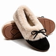 thumbnail image 1 of Knivor Plush Fleece Lined Moccasin Slippers for Women Fuzzy Slippers with Bow Closed Toe Slip On Cozy Warm Slippers for Indoor Outdoor House Shoes, 1 of 9