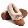 thumbnail image 1 of Knivor Plush Fleece Lined Moccasin Slippers for Women Fuzzy Slippers with Bow Closed Toe Slip On Cozy Warm Slippers for Indoor Outdoor House Shoes, 1 of 9