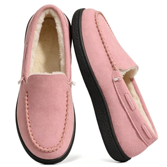 Knivor Plush Fuzzy Women's Slippers Cozy Warm Slip-On Winter House Slippers for Women Non Slip Rubber Sole Loafers Indoor Outdoor Moccasin Slippers Winter Daily Wear