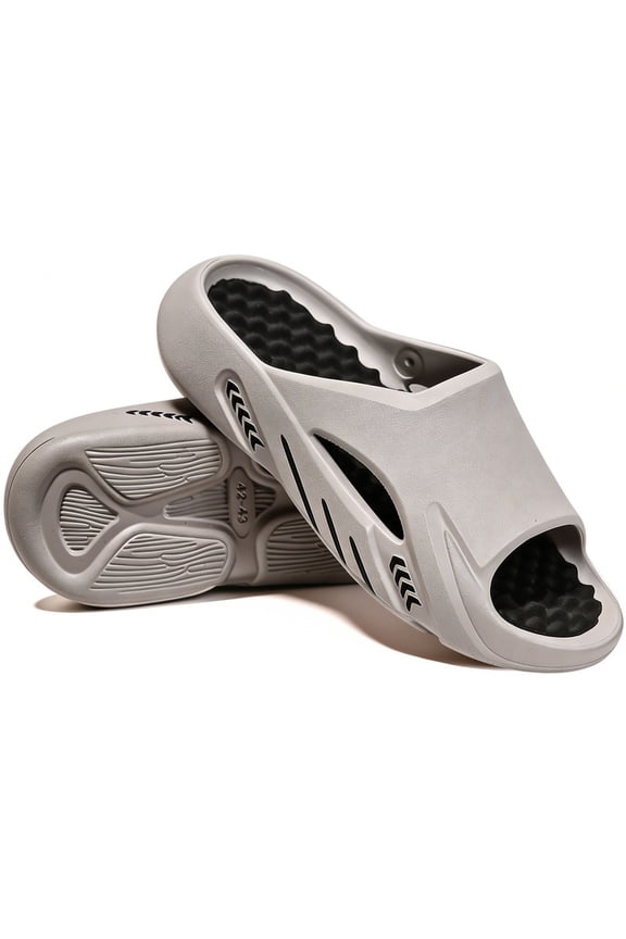 Recovery Slides for Men Cushioned Cloud Foam Non-Slip EVA Slides with Massage Footbed Open Toe Platform Slip On Sandals for Shower Beach & Casual