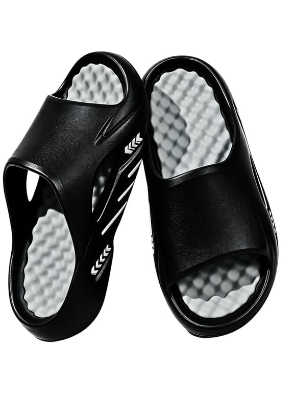 Recovery Slides for Men Cushioned Cloud Foam Non-Slip EVA Slides with Massage Footbed Open Toe Platform Slip On Sandals for Shower Beach & Casual