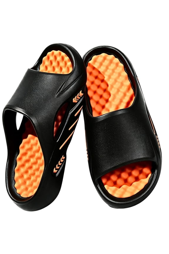 Recovery Slides for Men Cushioned Cloud Foam Non-Slip EVA Slides with Massage Footbed Open Toe Platform Slip On Sandals for Shower Beach & Casual