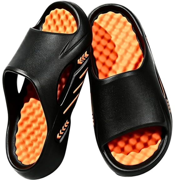 Knivor Recovery Slides for Men Cushioned Cloud Foam Non-Slip EVA Slides with Massage Footbed Open Toe Platform Slip On Sandals for Shower Beach & Casual