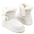 thumbnail image 1 of Knivor Side Bow Platform Ankle Snow Boots for Women Suede Faux Fur Cuff Short Winter Booties Slip On Non Slip Thick Sole Indoor Outdoor Warm Cold Weather Shoes, 1 of 9