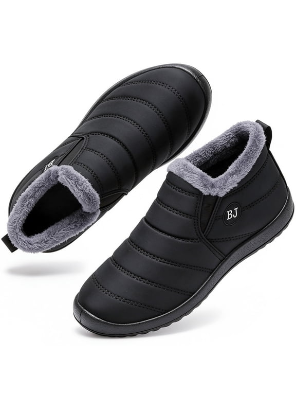 Slip On Cozy Winter Shoes for Women Fleece Lined Waterproof Ankle Footwear Non Slip Lightweight Warm Snow Booties Indoor Outdoor Daily Wear