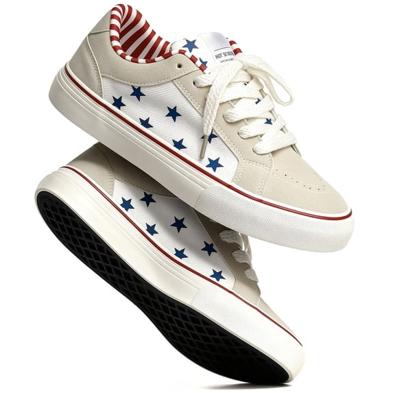 Knivor Sneakers for Women Low Top Canvas Lace Up Casual Skate Shoes Star Print Fashion Walking Tennis Shoes