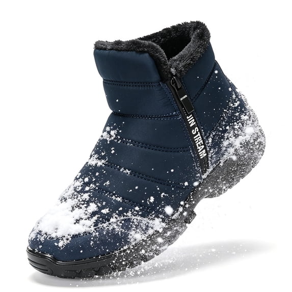 Knivor Snow Boots for Men Side Zip Quilted Ankle Winter Boots Fleece Lined Non‑Slip Lightweight Cold Weather Footwear for Walking on Snow