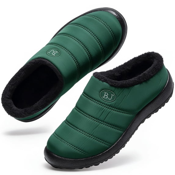 Knivor Unisex Scuff Slippers for Women Men Puffy Padded Upper Fleece Lined Water‑Resistant Winter House Shoes Non‑Slip Indoor Outdoor Slip‑On Slippers