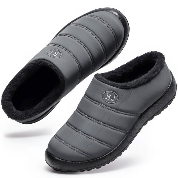 Knivor Unisex Scuff Slippers for Women Men Puffy Padded Upper Fleece Lined Water‑Resistant Winter House Shoes Non‑Slip Indoor Outdoor Slip‑On Slippers
