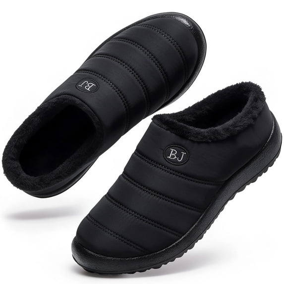 Knivor Unisex Scuff Slippers for Women Men Puffy Padded Upper Fleece Lined Water‑Resistant Winter House Shoes Non‑Slip Indoor Outdoor Slip‑On Slippers