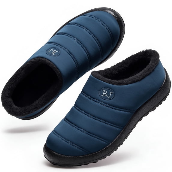 Knivor Unisex Scuff Slippers for Women Men Puffy Padded Upper Fleece Lined Water‑Resistant Winter House Shoes Non‑Slip Indoor Outdoor Slip‑On Slippers