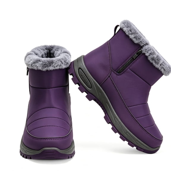 Knivor Waterproof Winter Snow Boots for Women Fleece Lined Non Slip Side Zipper Cozy Ankle Boots for Outdoor Daily Cold Weather Footwear