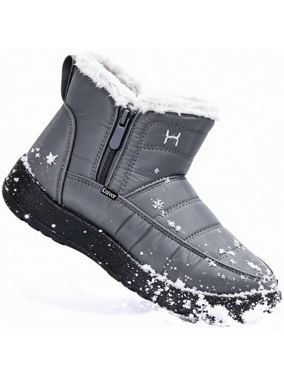 Waterproof Winter Snow Boots for Women Fleece Lined Non Slip Side Zipper Cozy Ankle Boots for Outdoor Daily Cold Weather Footwear