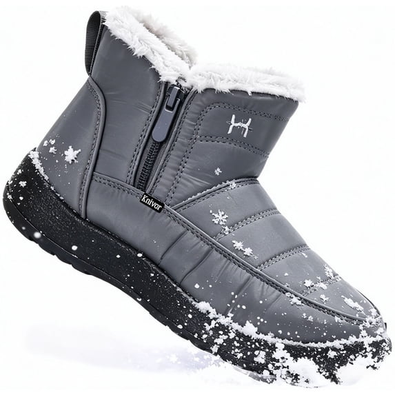Knivor Waterproof Winter Snow Boots for Women Fleece Lined Non Slip Side Zipper Cozy Ankle Boots for Outdoor Daily Cold Weather Footwear