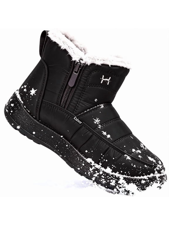 Waterproof Winter Snow Boots for Women Fleece Lined Non Slip Side Zipper Cozy Ankle Boots for Outdoor Daily Cold Weather Footwear
