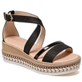 thumbnail image 1 of Knivor Wedge Sandals for Women Ankle Strap Espadrille Sandals Stud Trim Platform Open Toe Summer Casual Sandals Non Slip Sole Adjustable Buckle for Casual Daily,Beach, 1 of 9
