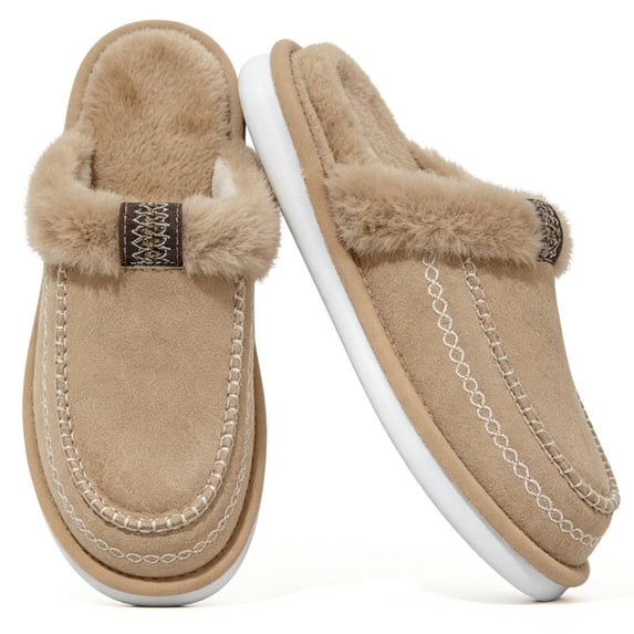 Knivor Winter Bedroom Slippers for Women Men Warm Plush House slippers Non-Slip Thick Sole Indoor Outdoor Slip On Slides