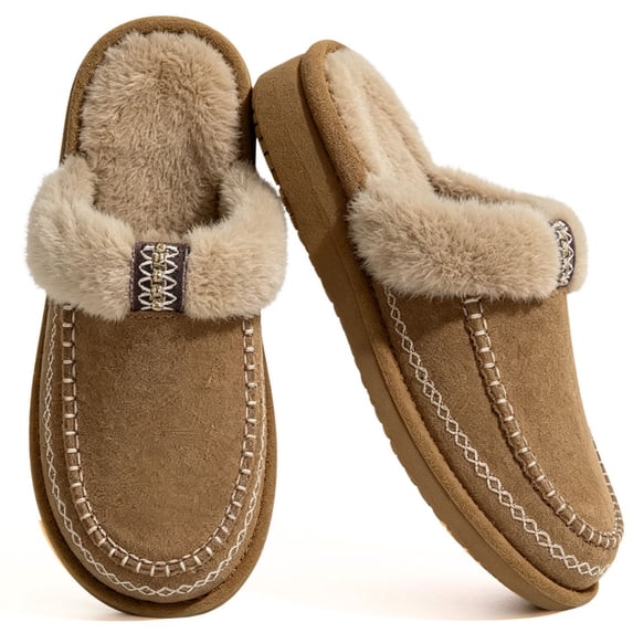 Knivor Winter Bedroom Slippers for Women Men Warm Plush House slippers Non-Slip Thick Sole Indoor Outdoor Slip On Slides