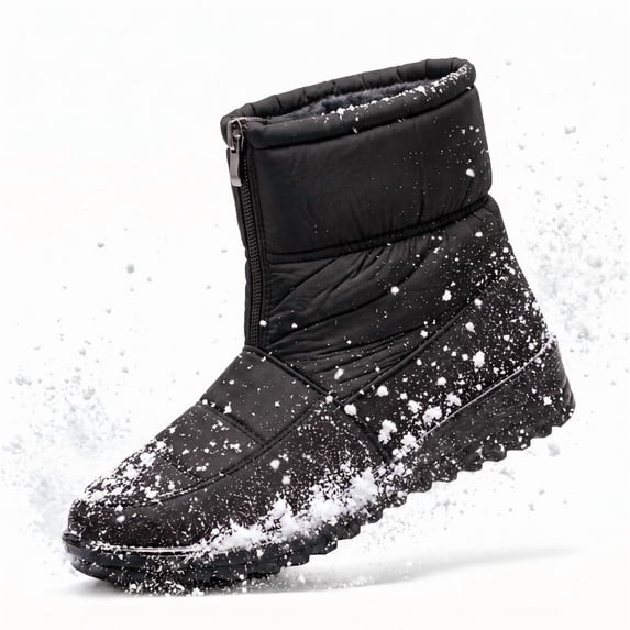 Knivor Women Front Zip Quilted Winter Snow Boots Fleece Lined Non‑Slip Ankle Boots for Women Cold Weather Daily Outdoor Footwear