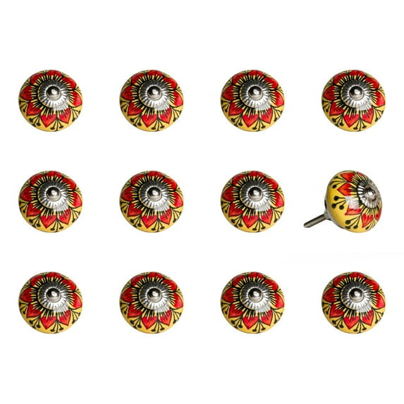 Knob-It 12-Piece Vintage Cabinet Drawer Knobs Hand Painted Bohemian 20 Inch