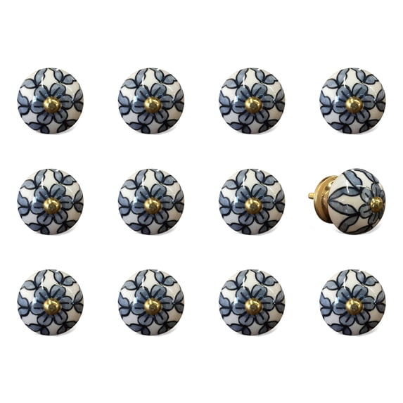 Knob-It 12-Piece Vintage Hand-Painted Cabinet Drawer Knobs Antique Colors 16"