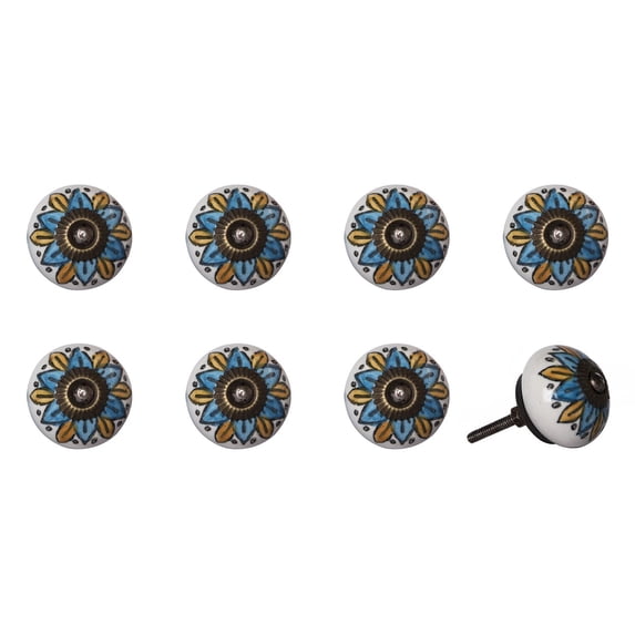Knob-It 8-Piece Vintage Hand Painted Cabinet Drawer Knobs 1.3 Inch Bohemian Style