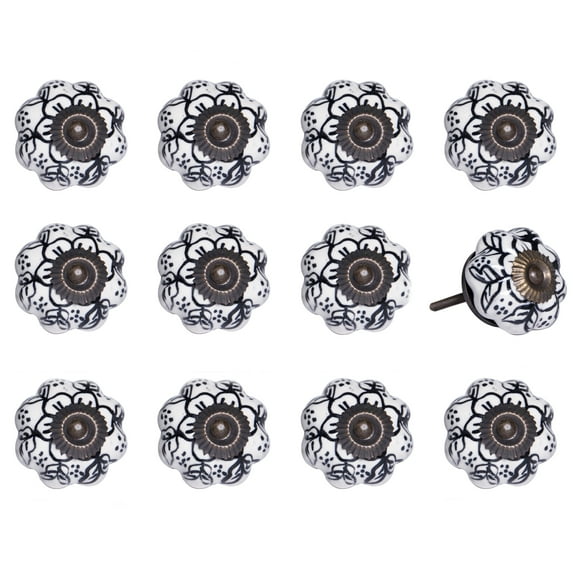 Knob-It Vintage 1 Inch Cabinet Drawer Knobs 12-Piece Hand Painted Colorful Set