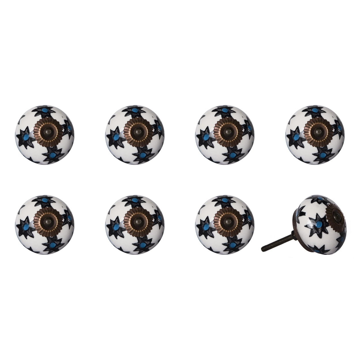 Knob-It Vintage Cabinet Drawer Knobs 1-Inch 8-Piece Set Colorful Hand Painted