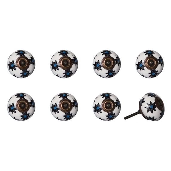 Knob-It Vintage Cabinet Drawer Knobs 1-Inch 8-Piece Set Colorful Hand Painted