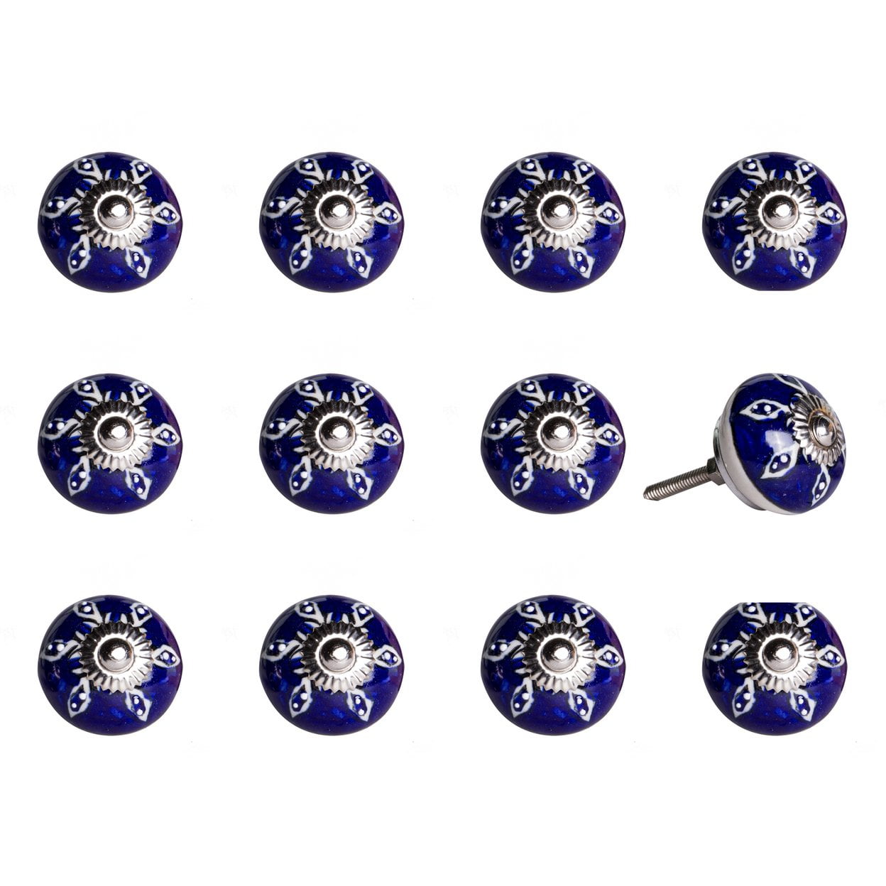 Knob-It Vintage Cabinet Drawer Knobs 12-Piece Colorful Hand Painted 9 Inch