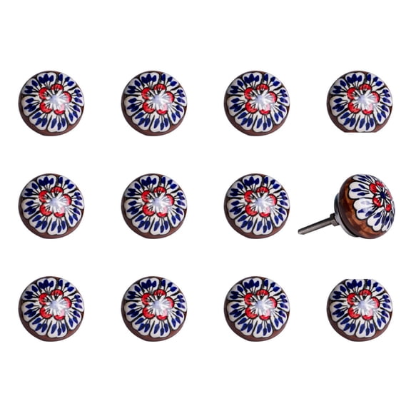 Knob-It Vintage Cabinet Drawer Knobs 12-Piece Hand Painted 22 Inch Bohemian Charm