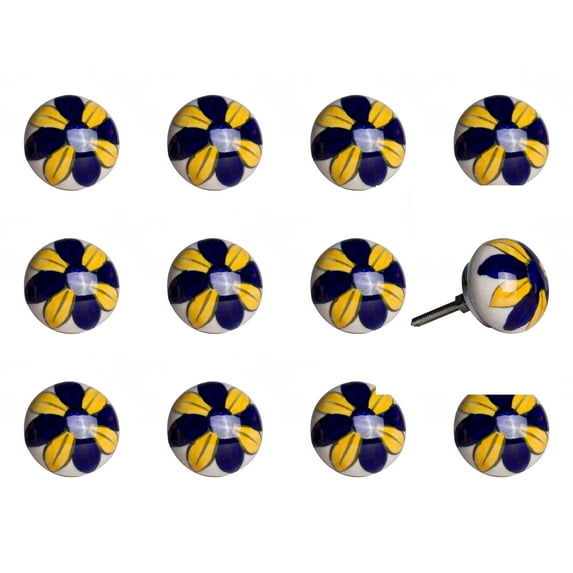 Knob-It Vintage Cabinet Drawer Knobs 12-Piece Hand Painted 22 Inch Bohemian Charm