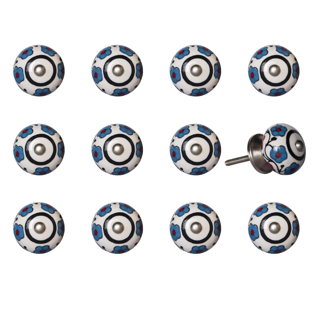 Knob-It Vintage Cabinet Drawer Knobs 12 Piece Hand Painted Colorful ...