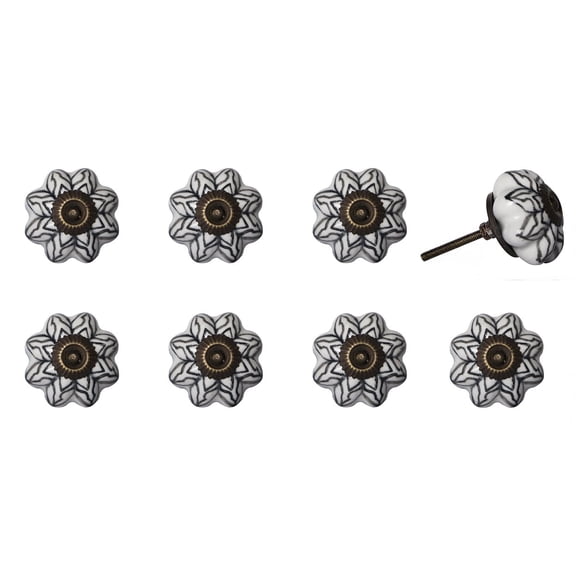 Knob-It Vintage Cabinet Drawer Knobs 8-Piece Set Colorful Hand Painted 15 Inch