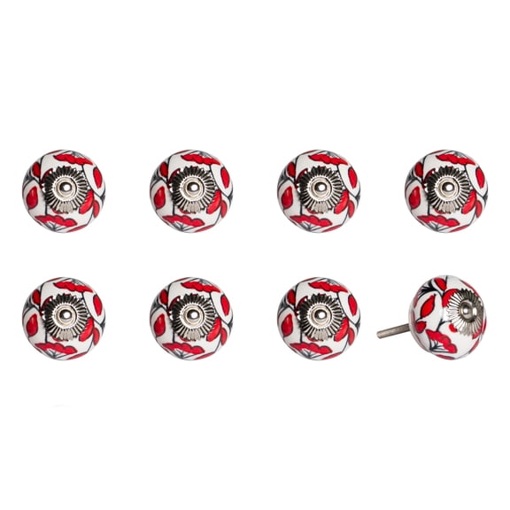 Knob-It Vintage Cabinet Drawer Knobs 8-Piece Set Hand Painted Bohemian Style 7"