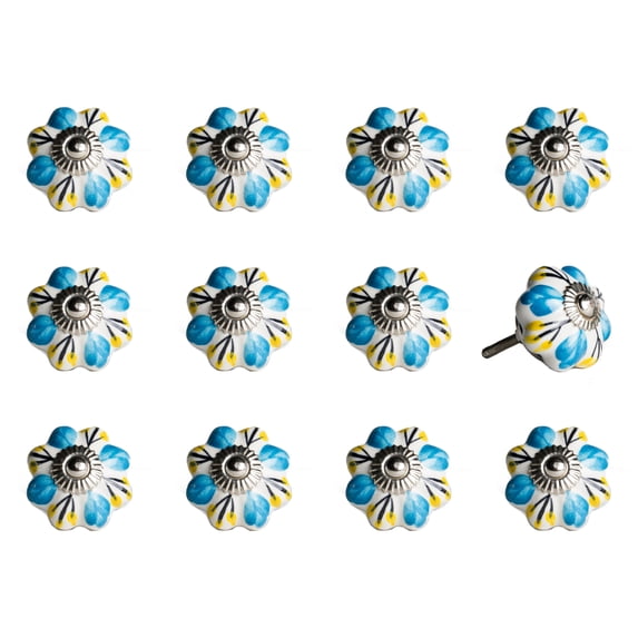 Knob-It Vintage Cabinet Drawer Knobs Set 12-Piece Colorful Hand-Painted Bohemian