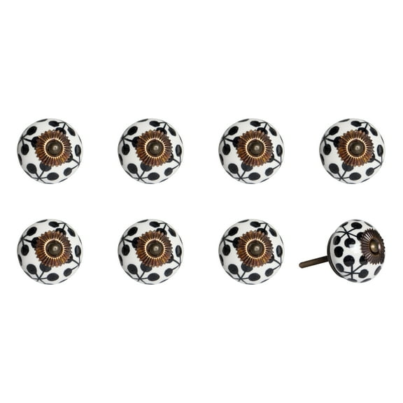 Knob-It Vintage Cabinet Drawers Knobs 8-Piece Hand Painted Decorative 9 Inch