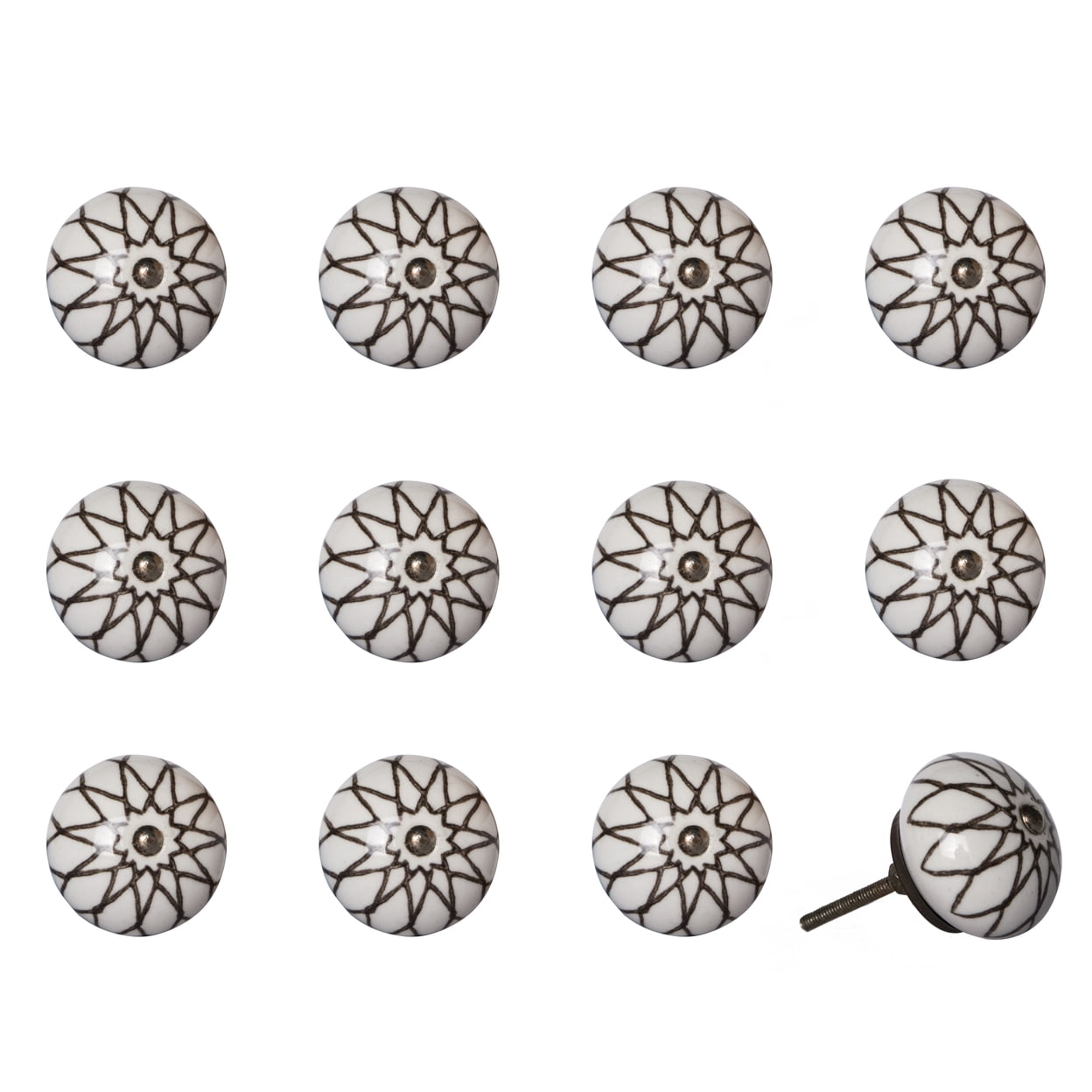 Knob-It Vintage Hand Painted Cabinet Drawer Knobs 12 Piece Antique Style 14"