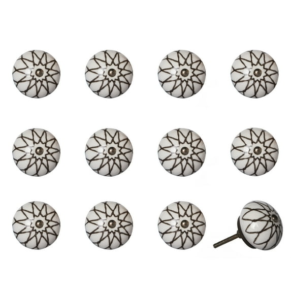 Knob-It Vintage Hand Painted Cabinet Drawer Knobs 12 Piece Antique Style 14"