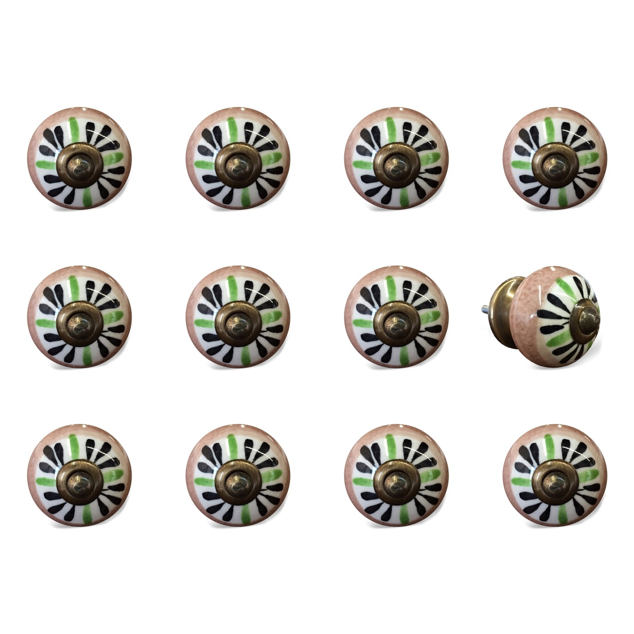 Knob-It Vintage Hand Painted Cabinet Drawer Knobs 12 Piece Antique Style 14"