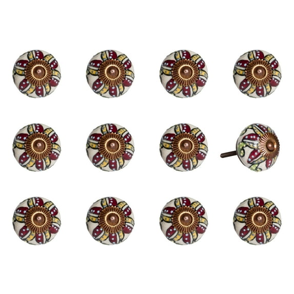 Knob-It Vintage Hand Painted Cabinet Drawer Knobs 12-Piece Set 8 Inch Boho Decor