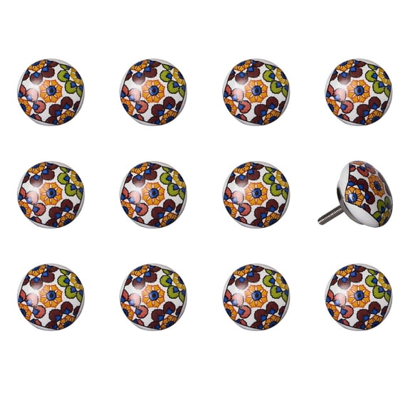 Knob-It Vintage Hand Painted Cabinet and Drawer Knobs 12-Piece Set 5 Inch