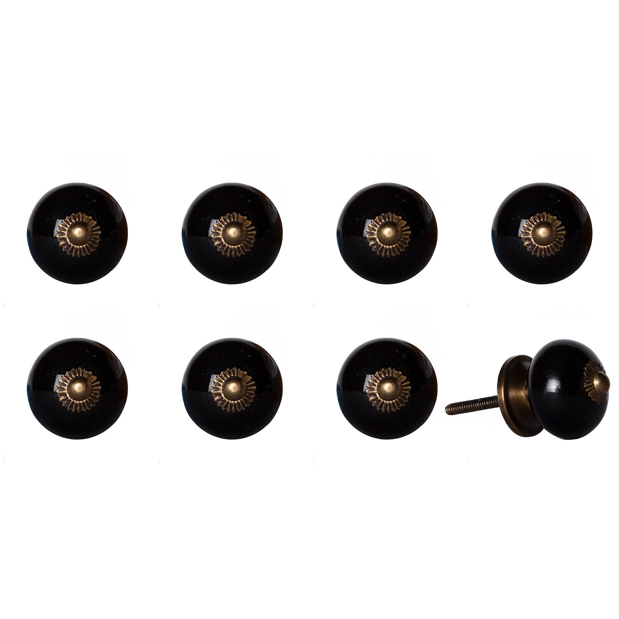 Knob-It Vintage Handpainted Ceramic Knob (8-Pack) BLACK/