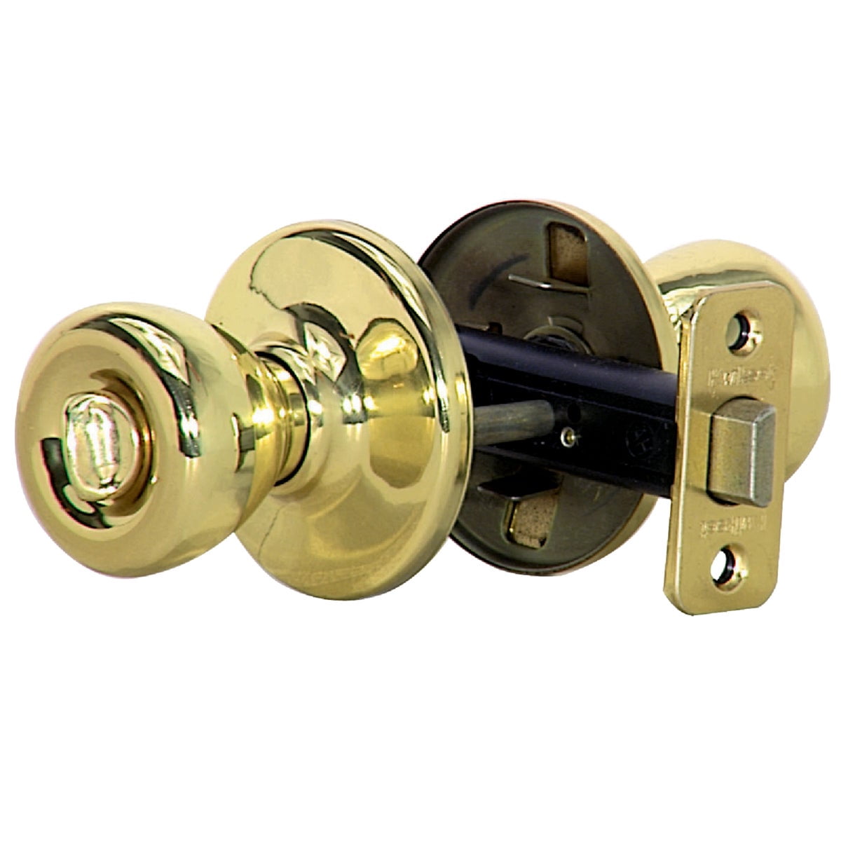 Kwikset Privacy Door Knob Lockset - Mechanical, Brass Finish - Includes Strike, Latch, Hardware — Standard Mounting Hardware, Drop-In Replacement