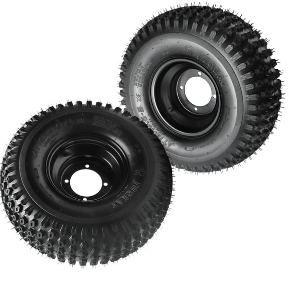 Knobby 18x9.50-8" Golf Cart Tires/ATV Tires and 8" Black Steel Wheel Rim Combo,18x9.5-8 Go Kart Wheels Tubeless 4PR 4x110mm Pattern for ATV Quad Buggy Taotao Kazuma Ride on Mower- Set of 2