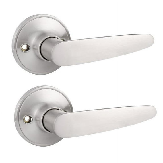 Knobelite (2 Pack Door Hardware Dummy Lever Door Handles for Closets,Single Side Individual Door Lever in Satin Nickel